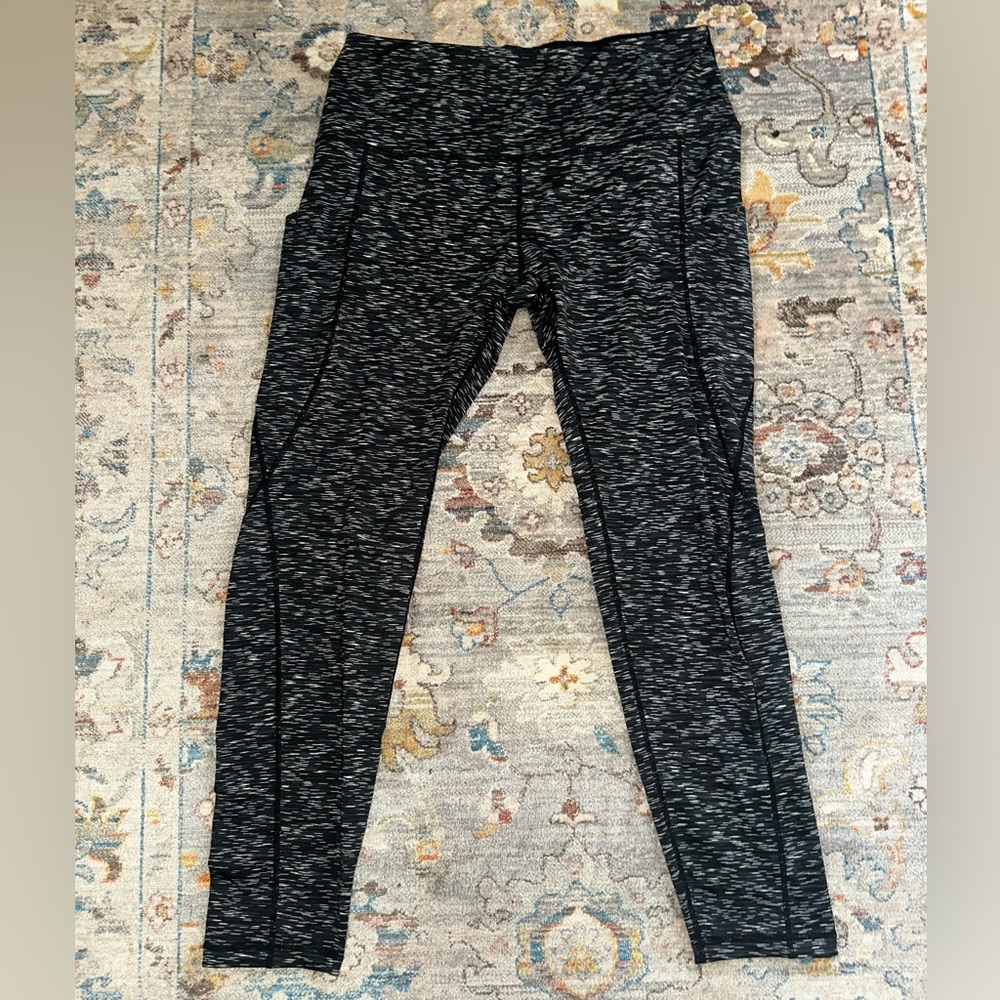 Ododos Black and Gray Heather Patterned Athletic Leggings Pockets Size XL - Picture 2 of 9